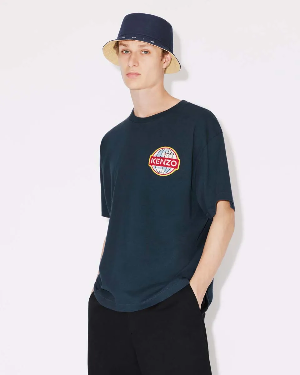 KENZO 23 Autumn and Winter Earth Logo Printed Round Neck Women's T-Shirt Color: Black Apricot White Size: M L XL XXL Three Standards Style Number: K 73